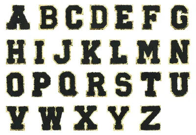 Buchstaben-Patches A-Z, 26 Stück, Aufbügel-Patches, Schwarz