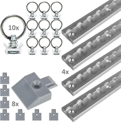 Produktbild von Airlineschiene Zurrschiene vierkant Set Single Fitting Endkappen Endfitting 4 Meter Set