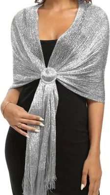 Produktbild von Glitzernder, silberner Hochzeitsschal mit Glitter und Pailletten