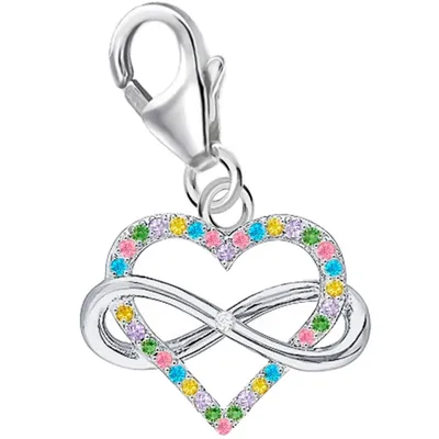 Herz Charm mit Unendlichkeit und bunten Zirkonia I Ewige Liebe Echtschmuck