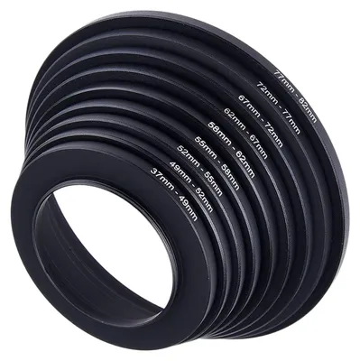Zdjęcie produktu dla Pierścień redukcyjny do filtra - Zestaw 9 szt. - 37 do 82 mm - Aluminium anodowane - Do obiektywów i filtrów