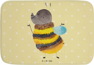 Produktbild von Mr. & Mrs. Panda Badvorleger Hummel flauschig - Gelb Pastell - Geschenk, Badematte, Blume, Biene, teppich für bad, Badteppich, Natur, duschmatte, Gute Laune
