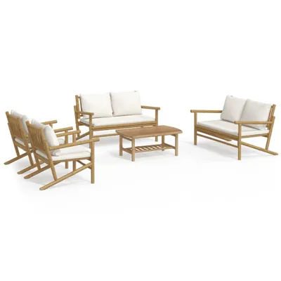 Obrázek produktu pro vidaXL 5dílná zahradní lounge souprava s krémově bílými polštáři Bamboo