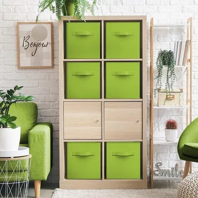 Image de Lot de 6 cubes de rangement en tissu avec poignées - 30 x 30 x 15 cm