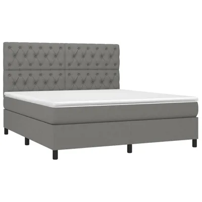 Productafbeelding van vidaXL Boxspringbed met matras, donkergrijs, 160x200 cm, gestoffeerd