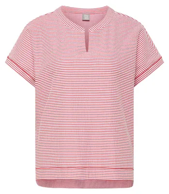 Produktbild von Rabe T-Shirt Koralle Größe 48 mit feinem Streifenmuster und Schlitzdetail