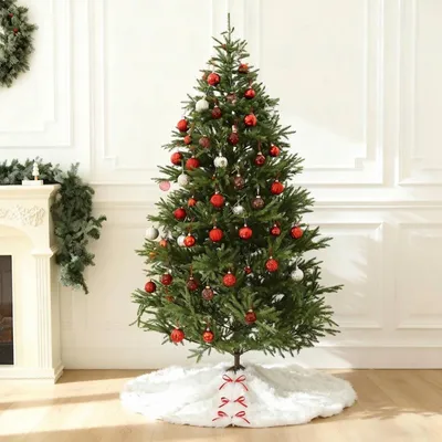 Produktbild von Salcar 150 cm Weihnachtsbaumdecke Rund Weiß Tannenbaumdecke Plüsch Baumrock für Christbaum