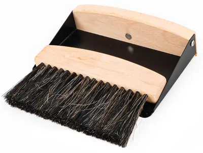 Tafelbesen-Set aus Holz und Metall, Handfeger + Kehrschaufel, schwarz