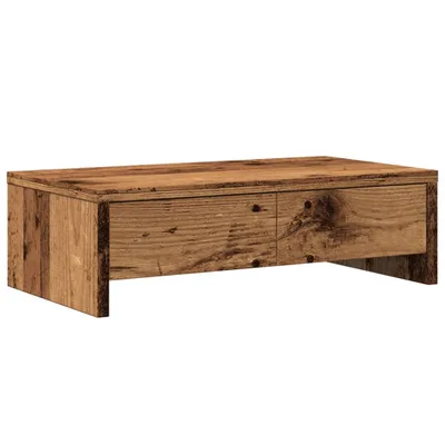 Zdjęcie produktu dla vidaXL Podstawa pod monitor z szufladami, wygląd starego drewna 50x27x15 cm