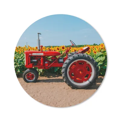 Produktbild von MuchoWow® Mauspad Mousepad Traktor - Rot - Sonnenblume - Bauernhof - Blumen 40x40 cm - Mousepads - Maus Mat - Pad - Mausunterlage - Schreibtisch Accessoires