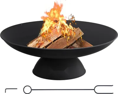 Produktbild von Feuerschale 76cm Durchmesser, 14cm Tiefe - Gusseisen Gartenfeuer mit Stützbeinen - Feuerkorb Camping Garten - Schwarz Feuerstelle BBQ