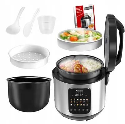 Zdjęcie produktu dla Multicooker parowar szybkowar kombiwar TurboTronic garnek elektryczny frytownica 5L 865W Srebrny