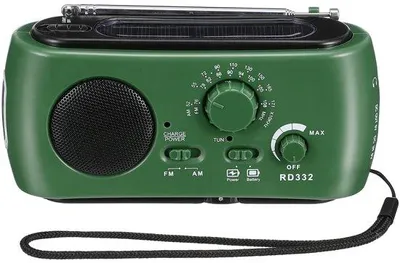 Produktbild von Unyqoos® Tragbares Multifunktions-Notfallradio mit Taschenlampe & Leselampe, Powerbank, FM/AM, SOS – USB‑C, Solar, Kurbel & AA