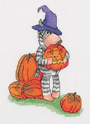Zdjęcie produktu dla Zestaw do haftu krzyżykowego "Halloween" firmy Klart Kruissteek, wymiar 15x20 cm, wzór do haftowania