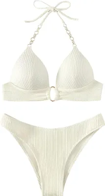 Produktbild von Damen Badeanzug Zweiteiliger Bikini Geschnürt Weiß S