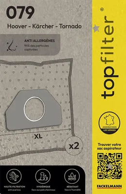Image de Lot de 2 sacs aspirateur Tornado et Kärcher TopFilter Premium
