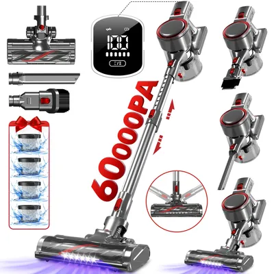 Produktbild von Aiibot Akku Staubsauger, 60000Pa Staubsauger Kabellos mit Smart Touch Display, Bis zu 50 Min Laufzeit, 5-in-1 Filtersystem, 4HEPA
