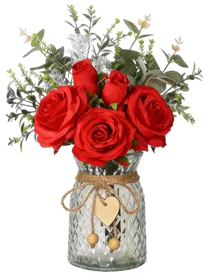 Immagine prodotto di Fiori artificiali con vaso e pianta di eucalipto