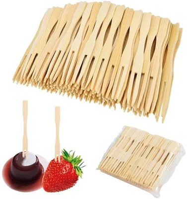 Image de Fourchettes en bois pour frites et snacks, paquet de 200