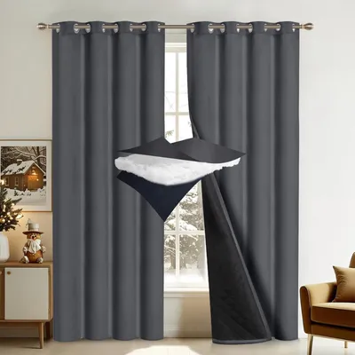 Thermische Samtvorhänge 2er-Set, 132x244 cm, Grau