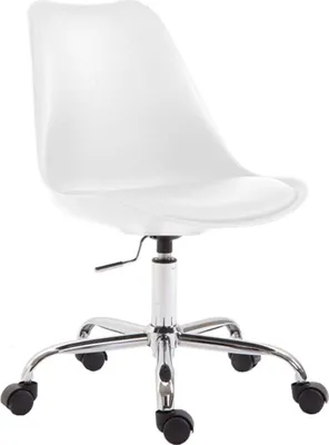 Image de Chaise de bureau en similicuir - hauteur d'assise ergonomique - design moderne en plastique | Couleur : blanc