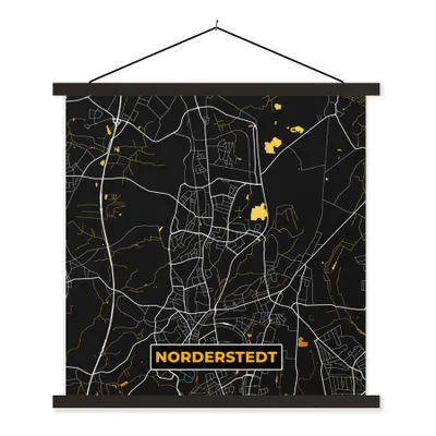 Produktbild von MuchoWow® Textilposter Deutschland - Schwarz und Gold - Norderstedt - Stadtplan - Karte 40x40 cm mit schwarzem Rahmen - Fotos