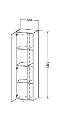 Produktbild von Duravit Hochschrank DURASTYLE 360 x 500 x 1800 mm Anschlag links weiß hochglanz/basalt matt