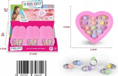 Produktbild von Kinder Schmuck Ringe 12er Set Mädchen Verstellbar Herzschatulle Schönes Geschenk