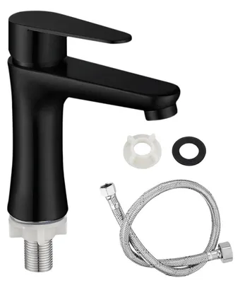 Immagine prodotto di Miscelatore monocomando in acciaio inossidabile per lavabo, solo acqua fredda, con tubo da 80 cm