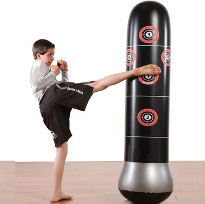 Produktbild von Aufblasbarer Standboxsack 1,45 m – Freistehender Boxsack für Kinder & Erwachsene, ideal zum Boxen, Kickboxen & Fitness-Training mit integrierten