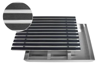 Produktbild von ACO Eingangsmatte Vario + Emco Bodenwanne 75mm Aluminium, Gummi Schwarz,Größe:60x40cm