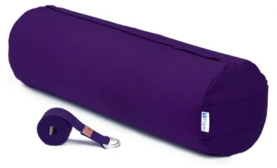 Imagen del producto de Cojín de yoga relleno de cáscaras de trigo sarraceno, funda de 100% algodón orgánico, incluye banda de yoga, 60x20 cm, para yoga