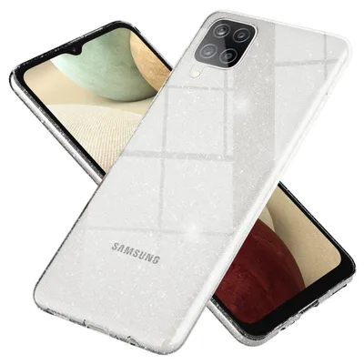 Produktbild von NALIA Glitzer Handy Hülle für Samsung Galaxy A12, Glitzer Handyhülle Cover Schutz Etui Transparent