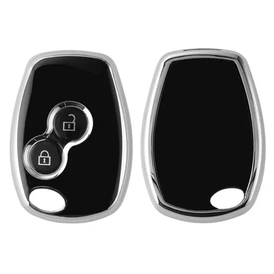 Produktbild von kwmobile Autoschlüssel Hülle kompatibel mit Renault Dacia 2-Tasten Autoschlüssel - Schlüsselhülle Silikon Cover - Schwarz Silber