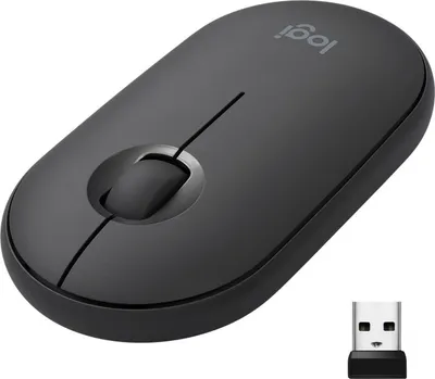 Produktbild von Logitech Pebble M350, Beidhändig, Optisch, RF Wireless + Bluetooth, 1000 DPI, Graphit