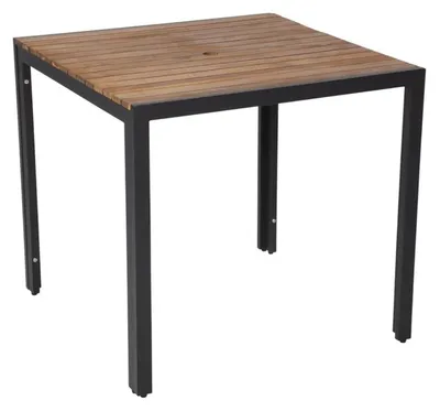 Image de Table carrée Bolero en bois d'acacia, pieds en acier, 800 x 800 x 740 mm