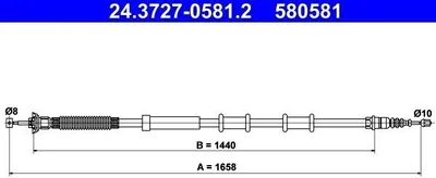 Produktbild von ATE Handbremsseil Seilzug Feststellbremse für ALFA ROMEO MITO (955) Hinten Rechts 24.3727-0581.2