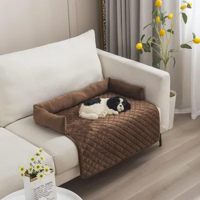 Image de Coussin de protection pour canapé, pour chien, lavable, moelleux, couleur café, 75x75 cm