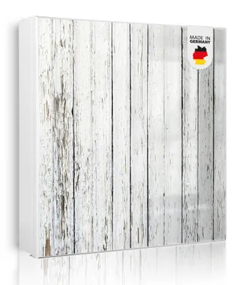 Produktbild von banjado Schlüsselkasten aus Metall, 30x30cm groß mit 32 Haken, als Magnettafel nutzbar, Korpus weiß, Anschlag rechts, Weißer Bretterzaun [SKGW1 10442]