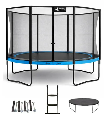 Produktbild von KANGUI - Trampolin Ø 430cm + Leiter + Abdeckung + Verankerungsset - PUNCHI 430 Blau