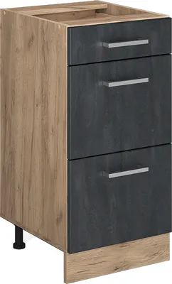 Produktbild von Küchenunterschrank Vicco R-Line Schwarz Beton 40 cm ohne Arbeitsplatte, Model 47552