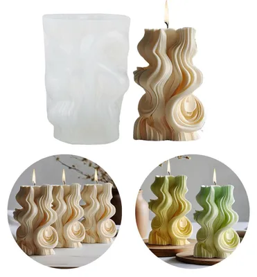 Produktbild von Silikonform Zylinderwelle für Kerzen & Seife, 3D Spiralwave, geometrisch, DIY Bastelform