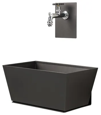 Produktbild von Fontana a parete con vaschetta Belfer in acciaio zincato antracite