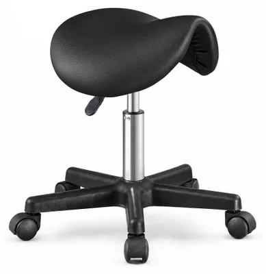 Obrázok produktu pre Ergonomická sedacia stolička na kolieskach, s nastaviteľnou výškou | Čierna | 56x56x45-61 cm