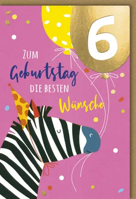 Produktbild von 6. Geburtstag - Glückwunschkarte im Format 11,5 x 17 cm mit Umschlag