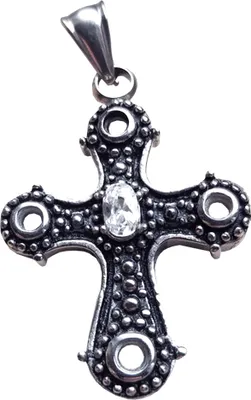 Produktbild von Damen Edelstahl Anhänger aus 316L Kreuz mit weißen Stein
