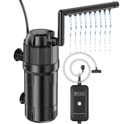 Obrázok produktu pre Vnútorný akvarijný filter Forever Speed 5 v 1 s UVC čističom 3 W, akvarijná filtračná čerpadlo s nastaviteľným prietokom 500 l/h pre akváriá s objemom 40–120 l