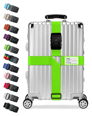 Immagine prodotto di Cinghie per valigie con lucchetto TSA, regolabili per bagagli da 20 a 32 pollici, con combinazione a 3 cifre, colore verde, ideali per viaggi