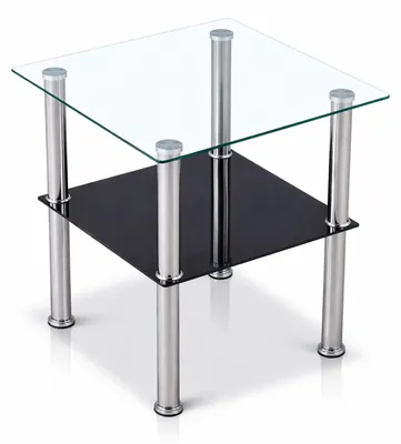 Produktbild von HOOZ Beistelltisch 40x40cm mit schwarzer Ablage - quadratisch