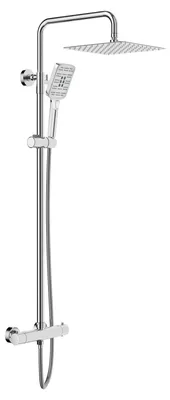 Produktbild von Duschsystem mit Thermostat, Chrom, 25 x 25 cm, eckige Regendusche